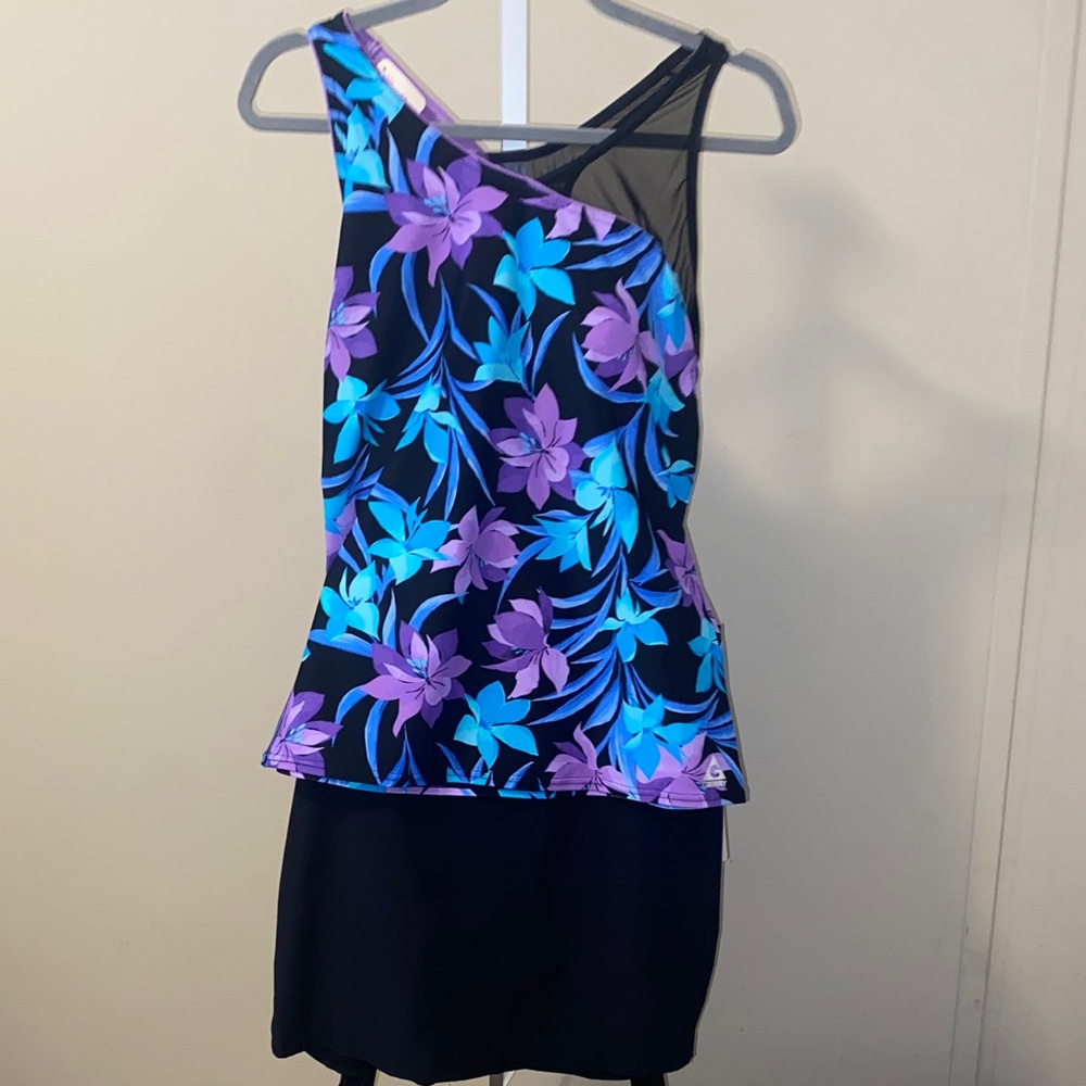 Gerry Purple and Blue Floral Swimsuit Set
